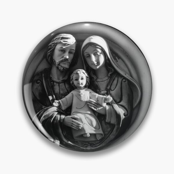 Item preview, Black and White Shrine Relief of the Holy Family: Virgin Mary, Saint Joseph and Baby Jesus designed and sold by Nmallia.