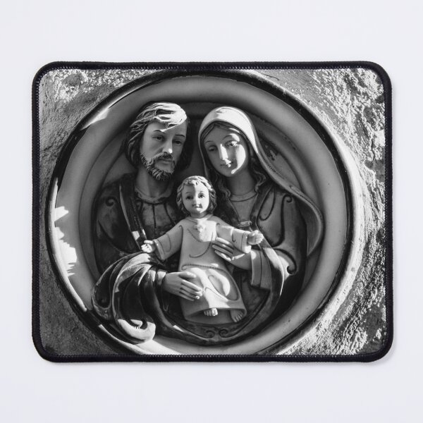 Item preview, Black and White Shrine Relief of the Holy Family: Virgin Mary, Saint Joseph and Baby Jesus designed and sold by Nmallia.