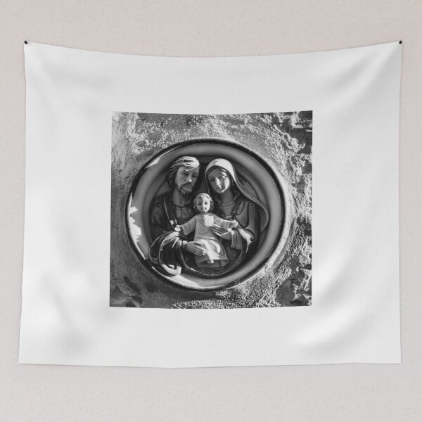 Item preview, Black and White Shrine Relief of the Holy Family: Virgin Mary, Saint Joseph and Baby Jesus designed and sold by Nmallia.