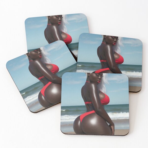 Item preview, Red Bikini Beach Queen | White Hair Ebony Goddess designed and sold by ITSimagination.