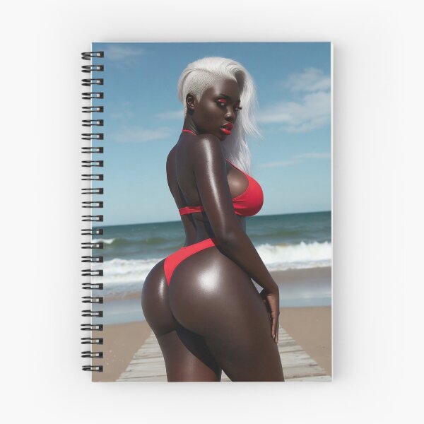 Item preview, Red Bikini Beach Queen | White Hair Ebony Goddess designed and sold by ITSimagination.