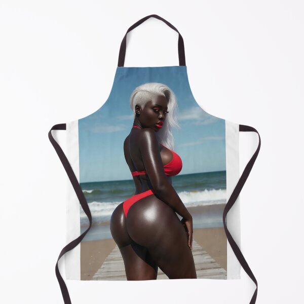 Item preview, Red Bikini Beach Queen | White Hair Ebony Goddess designed and sold by ITSimagination.