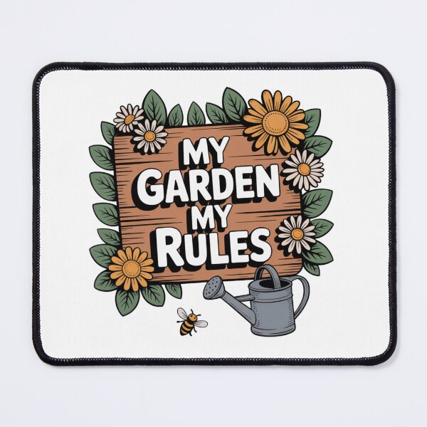 Item preview, My Garden My Rules Floral Sign with Watering Can and Bee designed and sold by DariaOltes.
