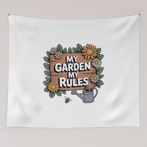 Item preview, My Garden My Rules Floral Sign with Watering Can and Bee designed and sold by DariaOltes.