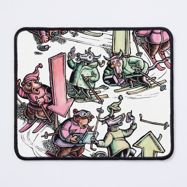 Item preview, bulls and bears ski down hill with arrows pointing up and down designed and sold by LisaHaney.