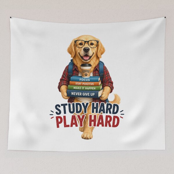 Item preview, Study Hard Play Hard Funny Dog Student Sticker designed and sold by PawFusionArt.