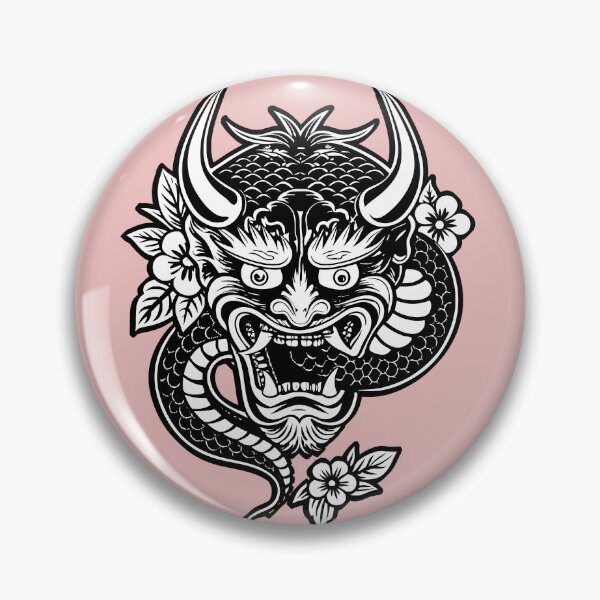 Item preview, Japanese Oni Dragon Tattoo Shirt – Blackwork Yokai Mask Graphic Tee designed and sold by VikArtStudio.