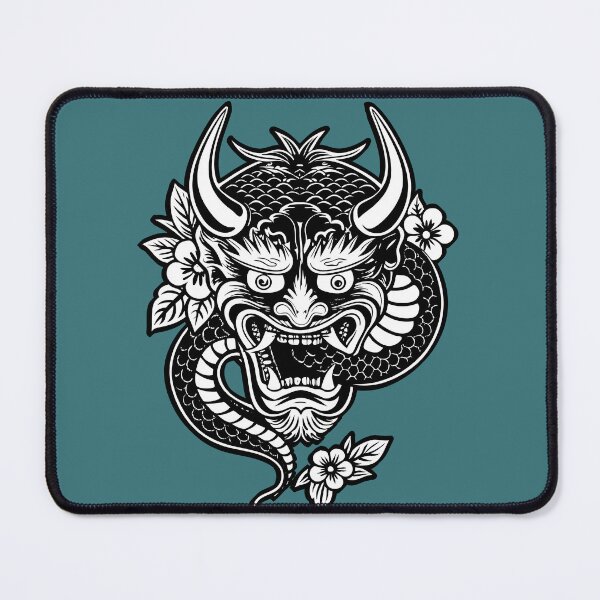Item preview, Japanese Oni Dragon Tattoo Shirt – Blackwork Yokai Mask Graphic Tee designed and sold by VikArtStudio.