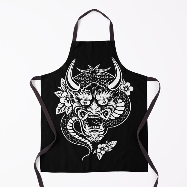 Item preview, Japanese Oni Dragon Tattoo Shirt – Blackwork Yokai Mask Graphic Tee designed and sold by VikArtStudio.