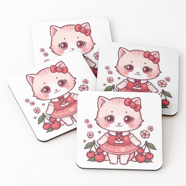 Item preview, Cherry Kitty Kawaii Sticker designed and sold by Stylestickers55.