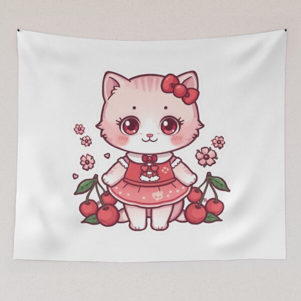 Item preview, Cherry Kitty Kawaii Sticker designed and sold by Stylestickers55.