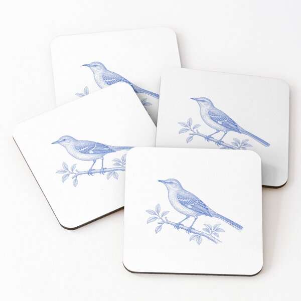Item preview, Vintage Blue Mockingbird Coastal Illustration designed and sold by BrandyandBeyond.