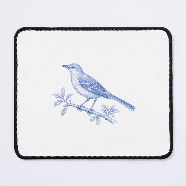 Item preview, Vintage Blue Mockingbird Coastal Illustration designed and sold by BrandyandBeyond.