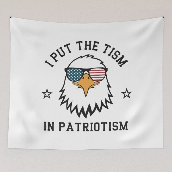 Item preview, I Put The Tism In Patriotism, American Eagle Flag, Retro Patriotic Humor Gift designed and sold by toongstudio.