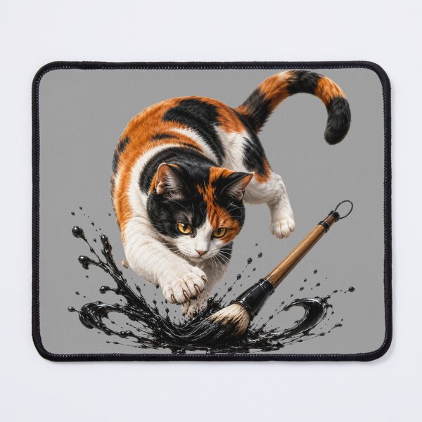 Item preview, Japanese Ukiyo-e Calico Cat with Ink Brush designed and sold by MarVan-Prints.