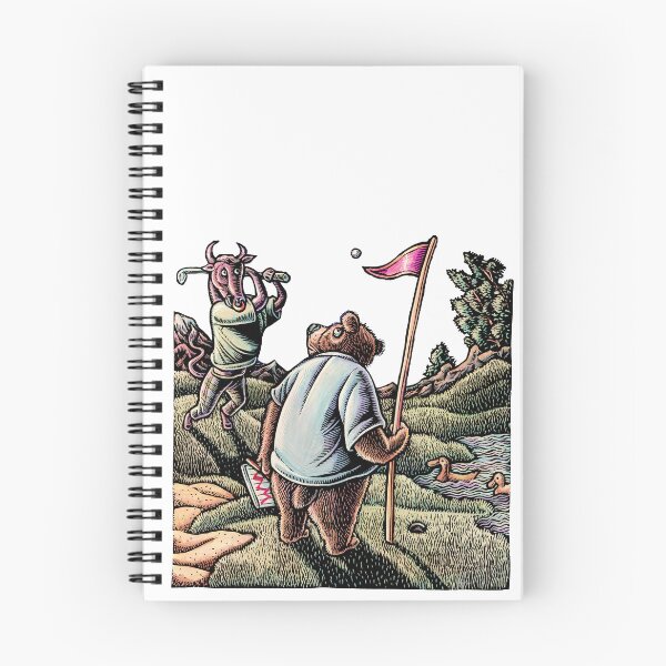 Item preview, Bear and bull play golf on a golf course designed and sold by LisaHaney.