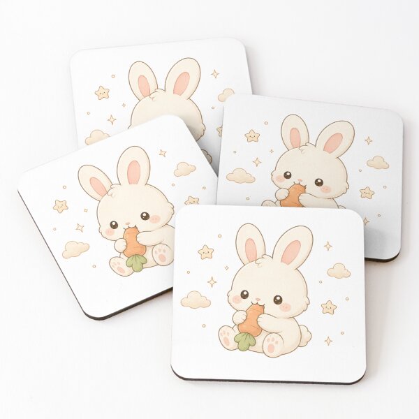 Item preview, Cute Kawaii Baby Bunny Eating Carrot Illustration designed and sold by Seculinator.