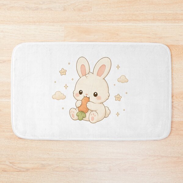 Item preview, Cute Kawaii Baby Bunny Eating Carrot Illustration designed and sold by Seculinator.
