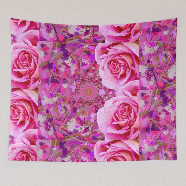 Item preview, Pink Peeky Roses Splatter Paint Collage designed and sold by RAHKELROYSUM.