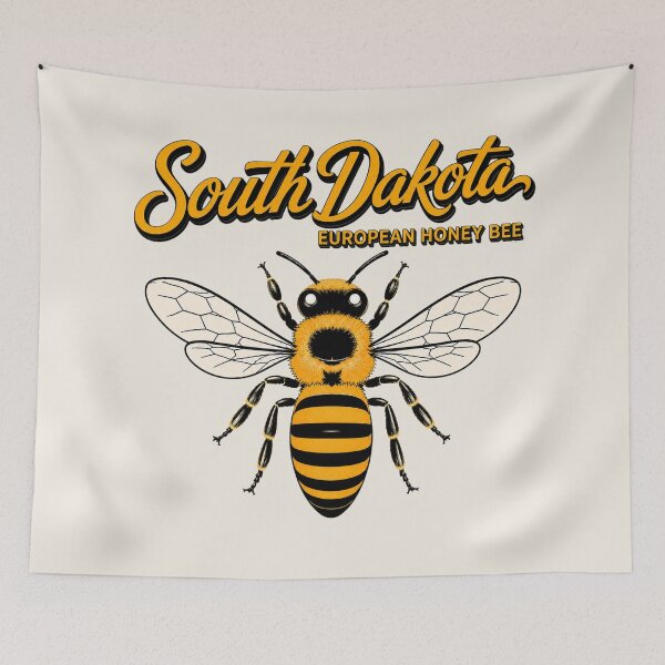 Item preview, South Dakota European Honey Bee Vintage State Insect Poster designed and sold by The-Drip-Studio.