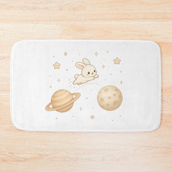 Item preview, Cozy Kawaii Space Bunny Jumping Planets Illustration designed and sold by Seculinator.