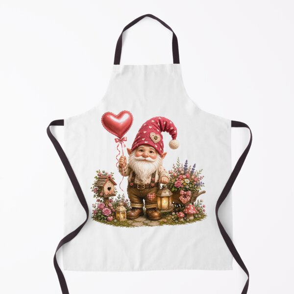 Item preview, Cute Valentine Gnome with Heart Balloon & Floral Garden Fantasy Illustration designed and sold by Celebrate & Sparkle.