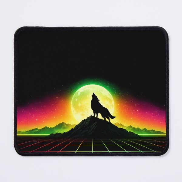 Item preview, Neon Retro Sunset Wolf Howling – Vaporwave Gradient Art designed and sold by Venkat-artz.