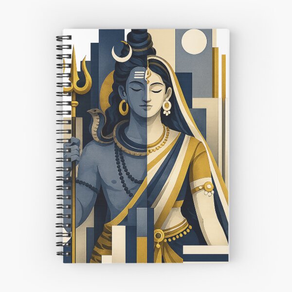 Item preview, Ardhanarishvara Art Deco Illustration | Shiva Parvati Divine Balance designed and sold by ravuh.