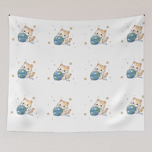 Item preview, Cozy Kawaii Cat Playing With Earth Planet  designed and sold by Seculinator.