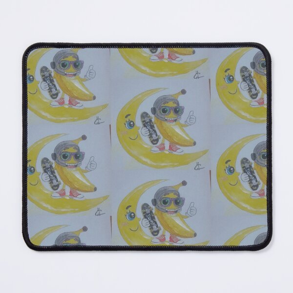 Item preview, Banana Skater Cool con Luna Sorridente - Illustrazione a Colori designed and sold by DisegniPersonalizzati di irka87.