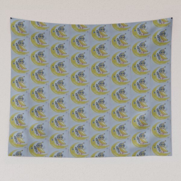Item preview, Banana Skater Cool con Luna Sorridente - Illustrazione a Colori designed and sold by DisegniPersonalizzati di irka87.