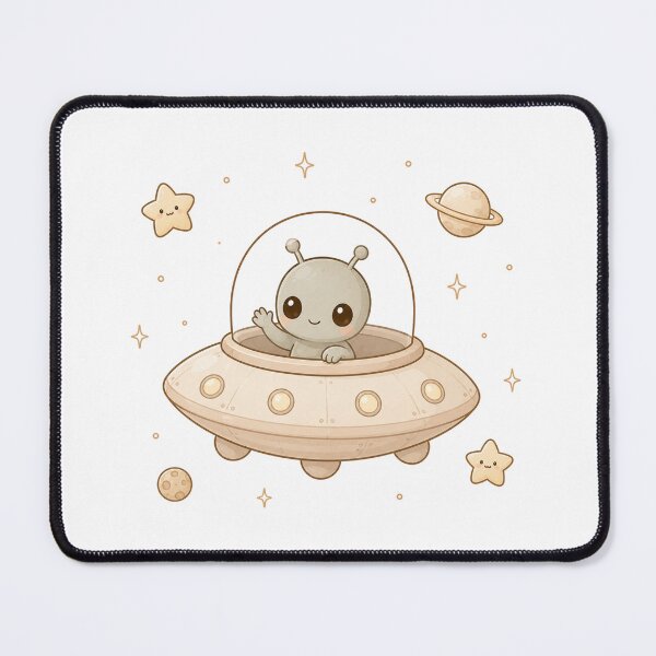Item preview, Cozy Kawaii Alien UFO Space Illustration designed and sold by Seculinator.