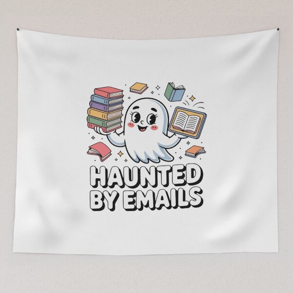Item preview, Cute Reading Ghost Haunted by Emails Book Lover Illustration designed and sold by DariaOltes.