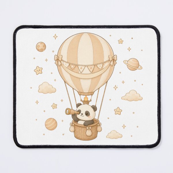 Item preview, Cozy Kawaii Space Panda Hot Air Balloon Illustration designed and sold by Seculinator.