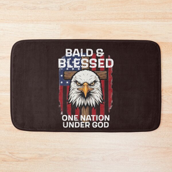 Item preview, Bald & Blessed One Nation Under God Eagle Cross American Flag Tee designed and sold by 519xdesign.