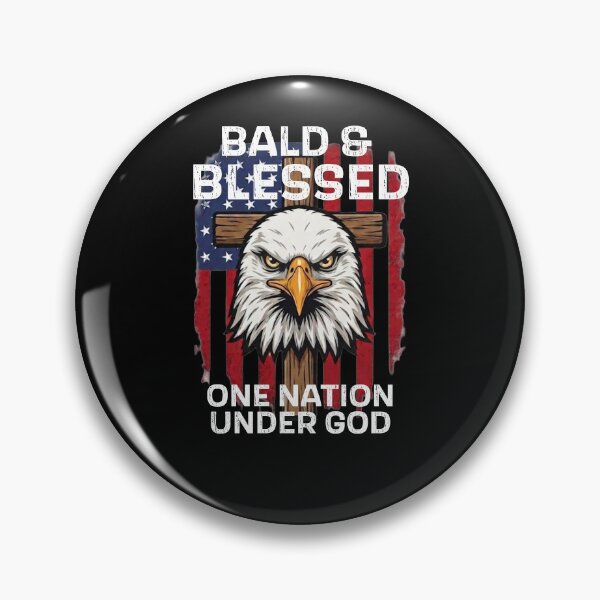 Item preview, Bald & Blessed One Nation Under God Eagle Cross American Flag Tee designed and sold by 519xdesign.