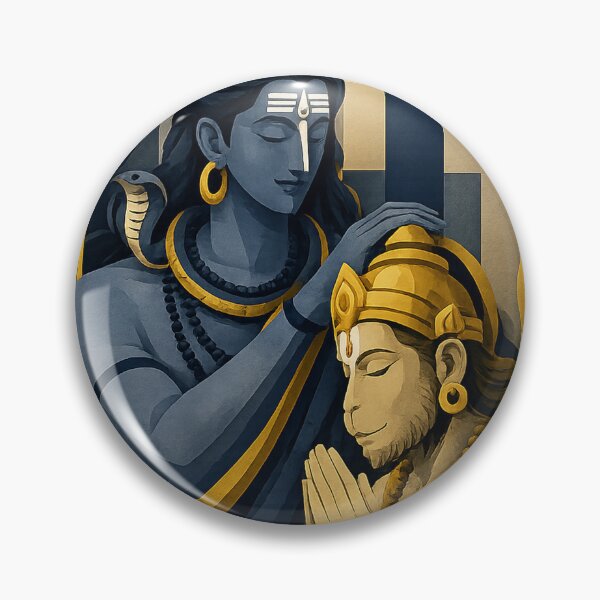 Item preview, Lord Shiva Blessing Hanuman | Art Deco Hindu Devotional Illustration designed and sold by ravuh.