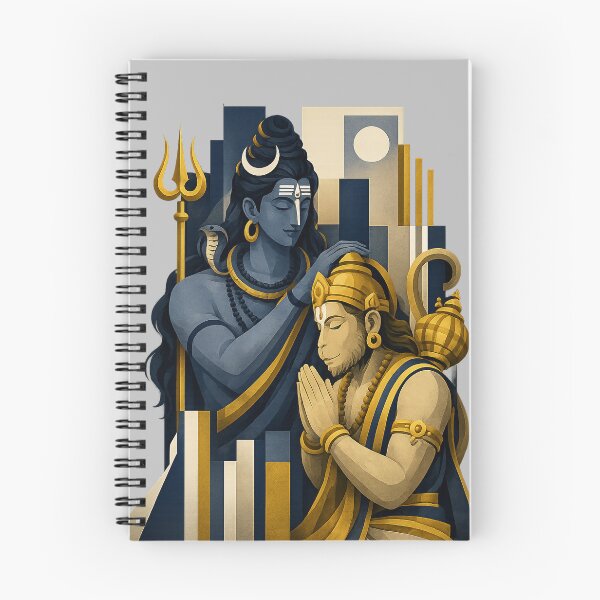 Item preview, Lord Shiva Blessing Hanuman | Art Deco Hindu Devotional Illustration designed and sold by ravuh.