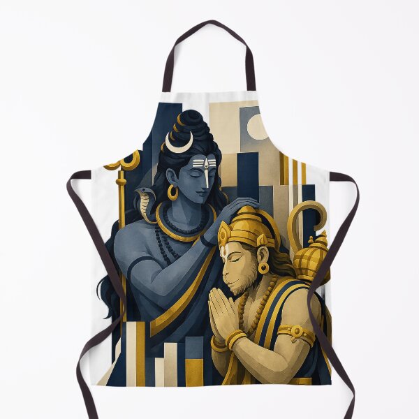 Item preview, Lord Shiva Blessing Hanuman | Art Deco Hindu Devotional Illustration designed and sold by ravuh.