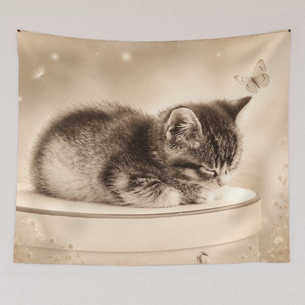 Item preview, Kitten Sleeping on a Hat Box designed and sold by Kimberly Palmer.