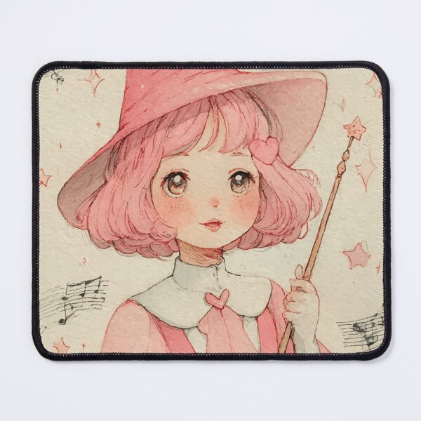 Item preview, Pink Melody Witch – Vintage Watercolor Art designed and sold by Nibi Store.