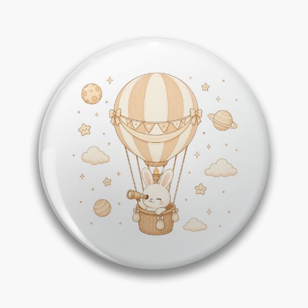 Item preview, Cozy Kawaii Space Bunny Hot Air Balloon Illustration designed and sold by Seculinator.
