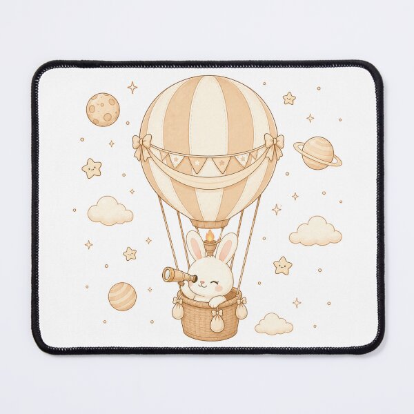 Item preview, Cozy Kawaii Space Bunny Hot Air Balloon Illustration designed and sold by Seculinator.