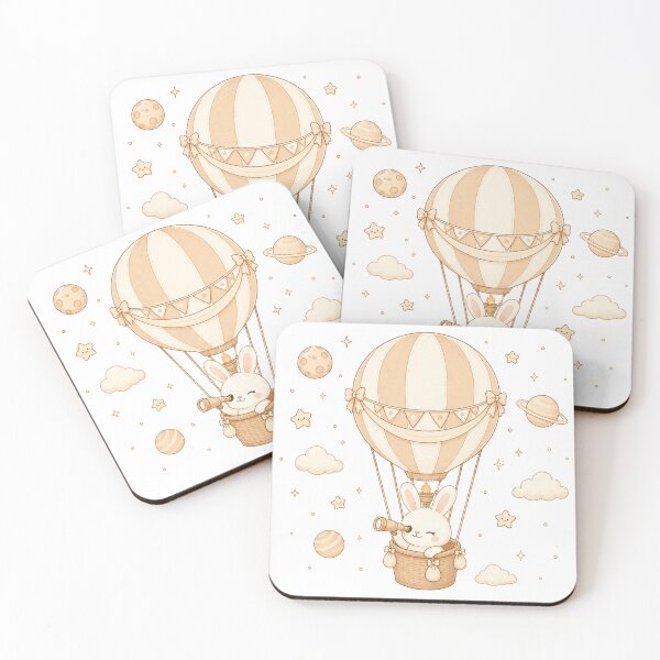 Item preview, Cozy Kawaii Space Bunny Hot Air Balloon Illustration designed and sold by Seculinator.