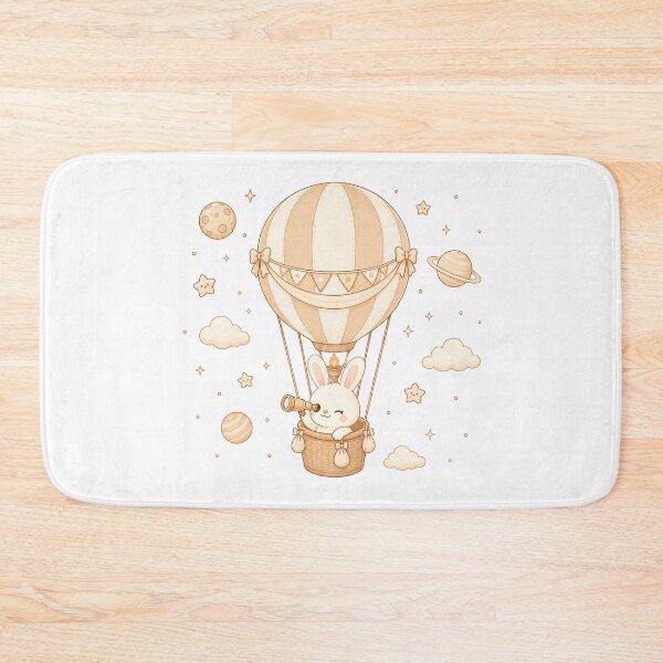 Item preview, Cozy Kawaii Space Bunny Hot Air Balloon Illustration designed and sold by Seculinator.