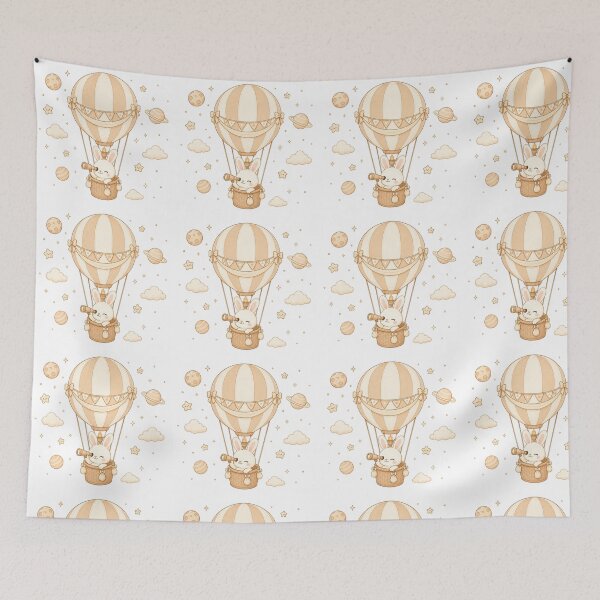 Item preview, Cozy Kawaii Space Bunny Hot Air Balloon Illustration designed and sold by Seculinator.