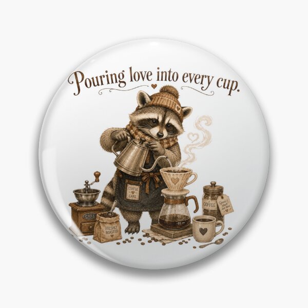 Item preview, Pouring Love Into Every Cup Raccoon Barista Coffee Lover designed and sold by AQUILAKREO.