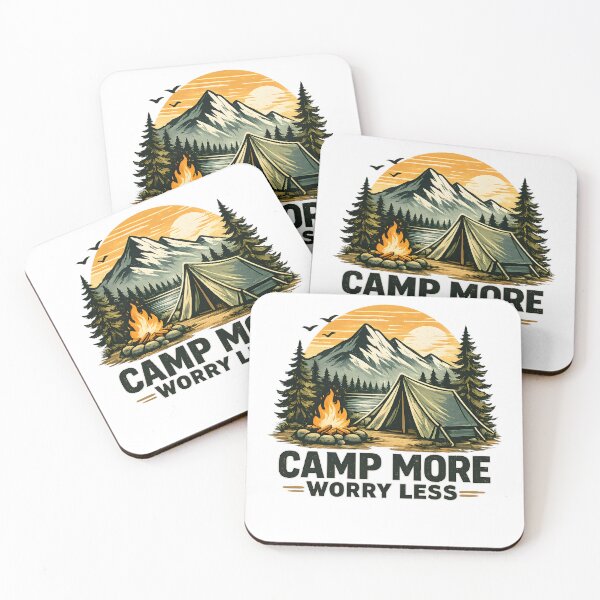 Item preview, Camp More Worry Less Outdoor Adventure Design designed and sold by CreativeMindsetLab.