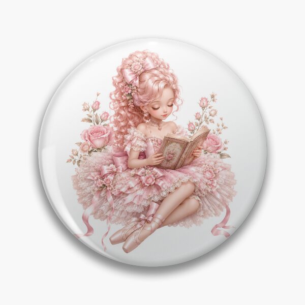 Item preview, Pink Coquette Reading Ballerina | Vintage Ballet Princess with Book | Romantic Cottagecore Ballet Art designed and sold by looplandger.