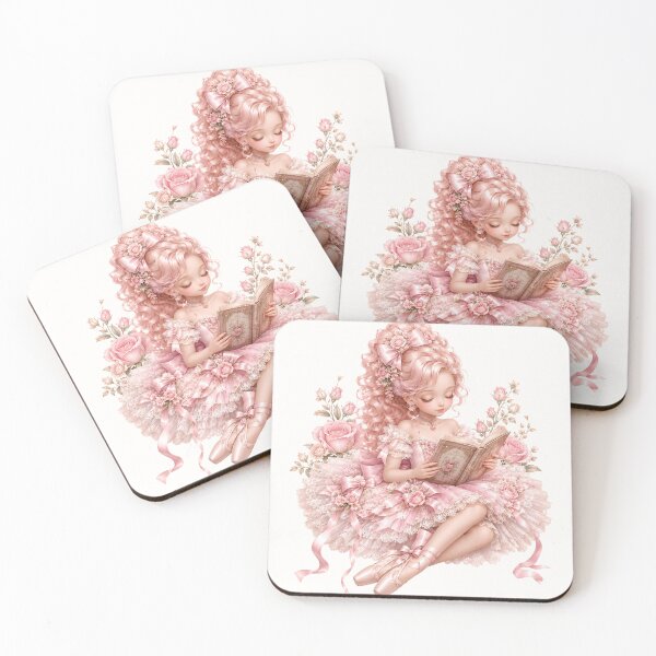Item preview, Pink Coquette Reading Ballerina | Vintage Ballet Princess with Book | Romantic Cottagecore Ballet Art designed and sold by looplandger.